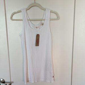 Levi's White Ribbed Scoop Tank Top sz Large